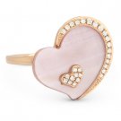 2.11ct Pink Mother-of-Pearl Diamond Heart Charm Right-Hand Ring in 14k Rose Gold