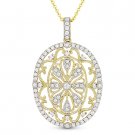 0.59ct Diamond Vintage-Style Pendant & Chain Necklace in 14k Yellow & White Gold