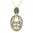 0.41ct Brown & White Diamond Pave Pendant & Chain Necklace 14k Yellow Black Gold 0.41ct Brown & White Diamond Pave Pendant & Chain Necklace 14k Yellow Black Gold