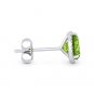 1.99 ct Round Cut Peridot & Diamond Martini Halo Stud Earrings in 14k White Gold