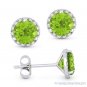 1.99 ct Round Cut Peridot & Diamond Martini Halo Stud Earrings in 14k White Gold
