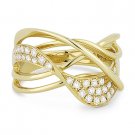 0.36 ct Round Cut Diamond Right-Hand 14k Yellow Gold Overlap Swirl Fashion Ring