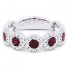 0.96ct Round Cut Ruby Diamond Halo 18k White Gold Wedding Band Anniversary Ring 0.96ct Round Cut Ruby Diamond Halo 18k White Gold Wedding Band Anniversary Ring