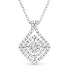 0.58 ct Round Cut Diamond Pave 18k White Gold Pendant & 14k Rolo Chain Necklace 0.58 ct Round Cut Diamond Pave 18k White Gold Pendant & 14k Rolo Chain Necklace
