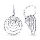 1.59 ct Round Cut Diamond Pave Circle Stack Dangling Earrings in 14k White Gold