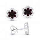 1.27ct Red Ruby Cluster & Diamond Pave Studs 18k White Gold Flower Stud Earrings 1.27ct Red Ruby Cluster & Diamond Pave Studs 18k White Gold Flower Stud Earrings