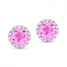 1.96ct Round Lab-Made Pink Sapphire Diamond 14k White Gold Martini Stud Earrings 1.96ct Round Lab-Made Pink Sapphire Diamond 14k White Gold Martini Stud Earrings