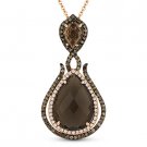 5.36 ct Smoky Topaz & Brown Diamond Pave Pendant Necklace 14k Rose & Black Gold