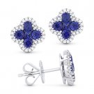 1.20 ct Blue Sapphire Cluster & Diamond Pave 14k White Gold Flower Stud Earrings 1.20 ct Blue Sapphire Cluster & Diamond Pave 14k White Gold Flower Stud Earrings