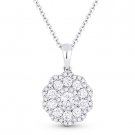0.67ct Round Brilliant Cut Diamond 14k White Gold Flower Pendant Chain Necklace 0.67ct Round Brilliant Cut Diamond 14k White Gold Flower Pendant Chain Necklace