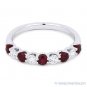 0.88ct Round Cut Red Ruby & Diamond 18k White Gold Anniversary Ring Wedding Band