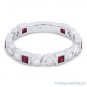 0.73 ct Princess Cut Red Ruby Diamond 18k White Gold Wedding Ring Milgrain Band