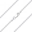 Moon Cut 2mm Ball Bead Link Chain Necklace Italy .925 Sterling Silver w/ Rhodium