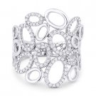 0.35ct Round Diamond Pave Right-Hand Oval Cluster Fashion Ring in 14k White Gold 0.35ct Round Diamond Pave Right-Hand Oval Cluster Fashion Ring in 14k White Gold