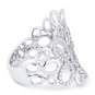 0.35ct Round Diamond Pave Right-Hand Oval Cluster Fashion Ring in 14k White Gold