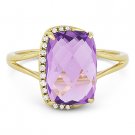 3.44ct Cushion Cut Amethyst & Diamond Right-Hand Fashion Ring in 14k Yellow Gold 3.44ct Cushion Cut Amethyst & Diamond Right-Hand Fashion Ring in 14k Yellow Gold