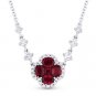 1.38 ct Natural Ruby & Diamond Pave 18k White Gold Pendant & 14k Chain Necklace