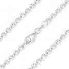 3mm Moon-Cut Ball Bead Link Chain Bracelet Italy .925 Sterling Silver w/ Rhodium 3mm Moon-Cut Ball Bead Link Chain Bracelet Italy .925 Sterling Silver w/ Rhodium