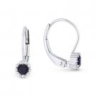 0.33ct Lab-Sapphire Diamond 14k White Gold Dangling Drop Leverback Baby Earrings
