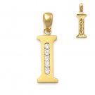 Initial Letter "I" Cubic Zirconia CZ Crystal Symbol Necklace Pendant in 14k Gold Initial Letter "I" Cubic Zirconia CZ Crystal Symbol Necklace Pendant in 14k Gold