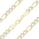 Italy .925 Sterling Silver 14k Yellow Gold 6mm Figaro Pave Link Chain Bracelet Italy .925 Sterling Silver 14k Yellow Gold 6mm Figaro Pave Link Chain Bracelet