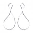 0.28ct Round Cut Diamond Pave Dangling Tear-Drop 14k White Gold Fashion Earrings