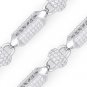 8mm Disco Ball & Bar Bead Link Chain Necklace Rhodium Plated 925 Sterling Silver