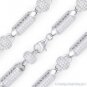 8mm Disco Ball & Bar Bead Link Chain Necklace Rhodium Plated 925 Sterling Silver