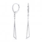 0.30 ct Round Cut Diamond Pave Dangling Drop Stiletto Earrings in 14k White Gold