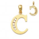 Initial Letter "C" Cubic Zirconia CZ Crystal Symbol Necklace Pendant in 14k Gold Initial Letter "C" Cubic Zirconia CZ Crystal Symbol Necklace Pendant in 14k Gold