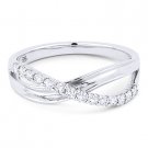 0.30 ct Round Cut Diamond Right-Hand Overlap Loop Fashion Ring in 14k White Gold