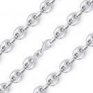 Sterling Silver w/ Rhodium 8mm Hollow Rounded Puffed Marina Link Chain Necklace Sterling Silver w/ Rhodium 8mm Hollow Rounded Puffed Marina Link Chain Necklace