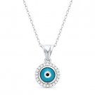 Evil Eye Pendant Turkish Greek Mati Hamsa 10mm Circle Charm .925 Sterling Silver Evil Eye Pendant Turkish Greek Mati Hamsa 10mm Circle Charm .925 Sterling Silver
