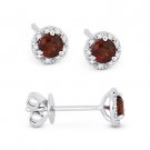 0.50 ct Garnet & Diamond Pave 14k White Gold 3-Prong Martini Baby Stud Earrings 0.50 ct Garnet & Diamond Pave 14k White Gold 3-Prong Martini Baby Stud Earrings