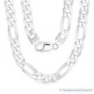 Solid Italy .925 Sterling Silver Figaro 11mm Link Men's Italian Chain Necklace Solid Italy .925 Sterling Silver Figaro 11mm Link Men's Italian Chain Necklace