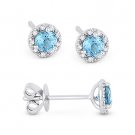 0.40ct Blue Topaz & Diamond 3-Prong Martini Baby Stud Earrings in 14k White Gold 0.40ct Blue Topaz & Diamond 3-Prong Martini Baby Stud Earrings in 14k White Gold