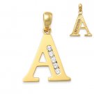 Initial Letter "A" Cubic Zirconia CZ Crystal Symbol Necklace Pendant in 14k Gold Initial Letter "A" Cubic Zirconia CZ Crystal Symbol Necklace Pendant in 14k Gold
