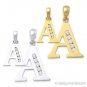 Initial Letter "A" Cubic Zirconia CZ Crystal Symbol Necklace Pendant in 14k Gold