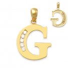 Initial Letter "G" Cubic Zirconia CZ Crystal Symbol Necklace Pendant in 14k Gold Initial Letter "G" Cubic Zirconia CZ Crystal Symbol Necklace Pendant in 14k Gold