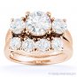 Round Cut Moissanite Engagement Ring & Wedding Band Bridal Set in 14k Rose Gold
