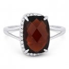 4.14 ct Cushion Cut Citrine & Diamond Right-Hand Fashion Ring in 14k White Gold