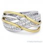 0.86ct Round Cut Diamond 18k Yellow & White Gold Right-Hand Overlap Fashion Ring