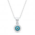 Evil Eye Pendant Turkish Greek Mati Hamsa 8.5mm Circle Charm 925 Sterling Silver Evil Eye Pendant Turkish Greek Mati Hamsa 8.5mm Circle Charm 925 Sterling Silver