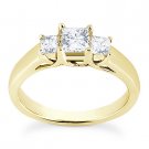 Square Cut Forever Brilliant Moissanite 14k Yellow Gold 3-Stone Engagement Ring