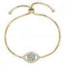 Evil Eye Opal Bead & CZ Crystal Charm Slide-Lock Bracelet in 925 Sterling Silver Evil Eye Opal Bead & CZ Crystal Charm Slide-Lock Bracelet in 925 Sterling Silver