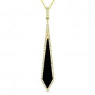 0.72ct Black Onyx & Diamond Pave 14k Yellow Gold Stiletto Pendant Chain Necklace 0.72ct Black Onyx & Diamond Pave 14k Yellow Gold Stiletto Pendant Chain Necklace