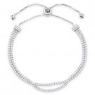 3.6mm Cubic Zirconia CZ Crystal 925 Sterling Silver Sliding Lock Tennis Bracelet