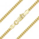 2.6mm Miami Cuban Curb Link Italy Sterling Silver 14k Yellow Gold Chain Necklace