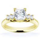 Square Cut Forever Brilliant Moissanite 14k Yellow Gold 5-Stone Engagement Ring Square Cut Forever Brilliant Moissanite 14k Yellow Gold 5-Stone Engagement Ring