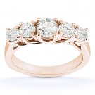 Round Cut Forever Brilliant Moissanite 14k Rose Gold Trellis Wedding Ring Band Round Cut Forever Brilliant Moissanite 14k Rose Gold Trellis Wedding Ring Band